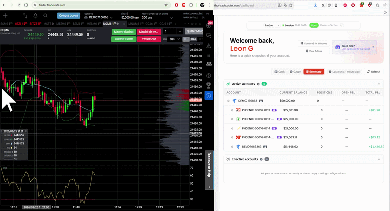 Thor copying a trade from one leader account to multiple follower accounts