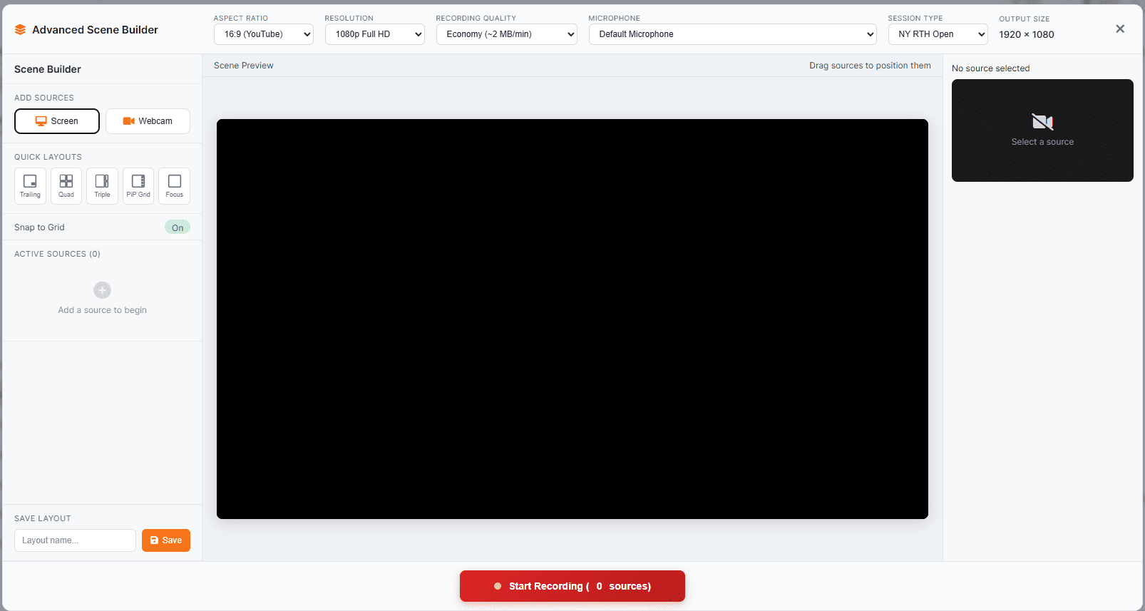 Saga - Advanced Scene Builder for live market prep recording