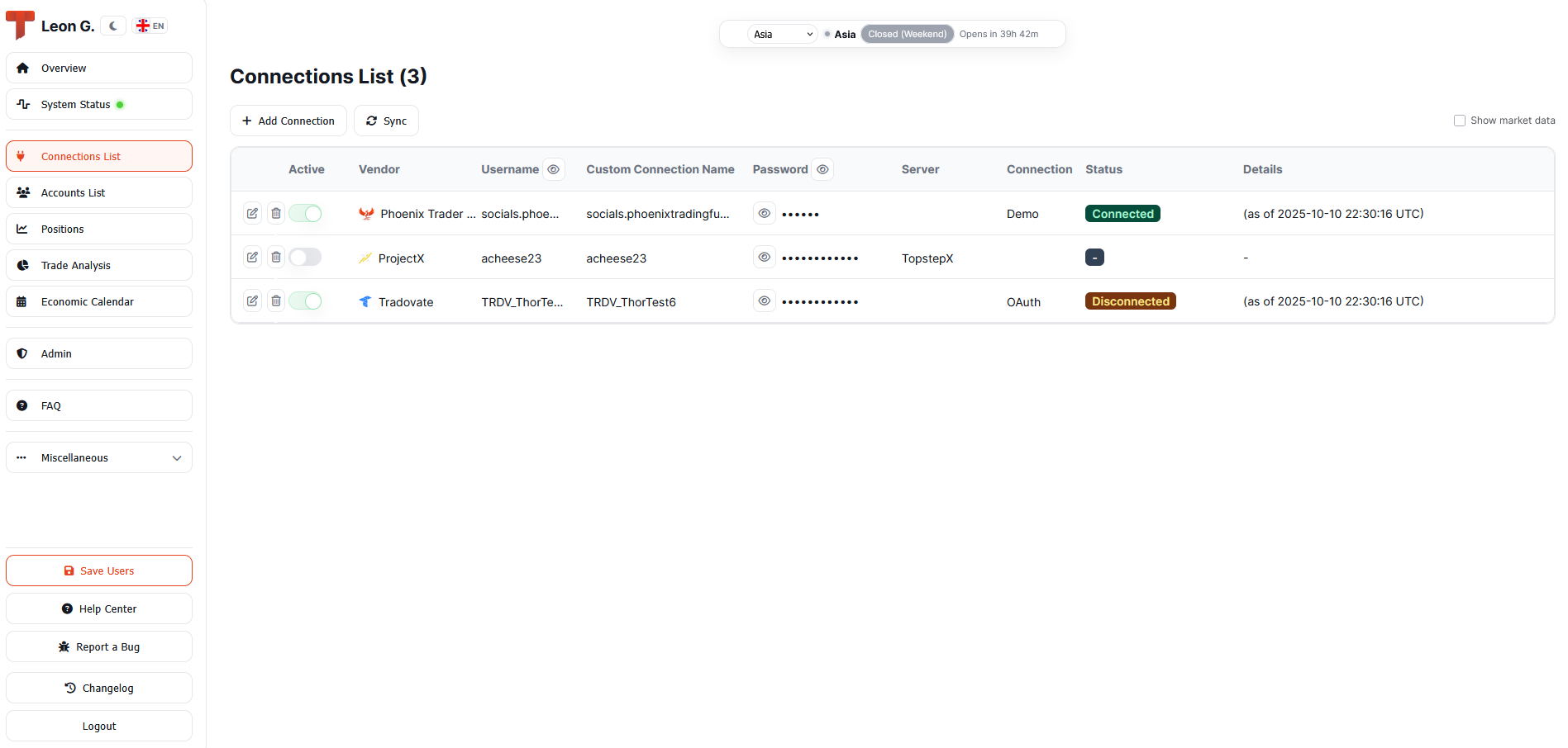 Thor Web Dashboard Interface